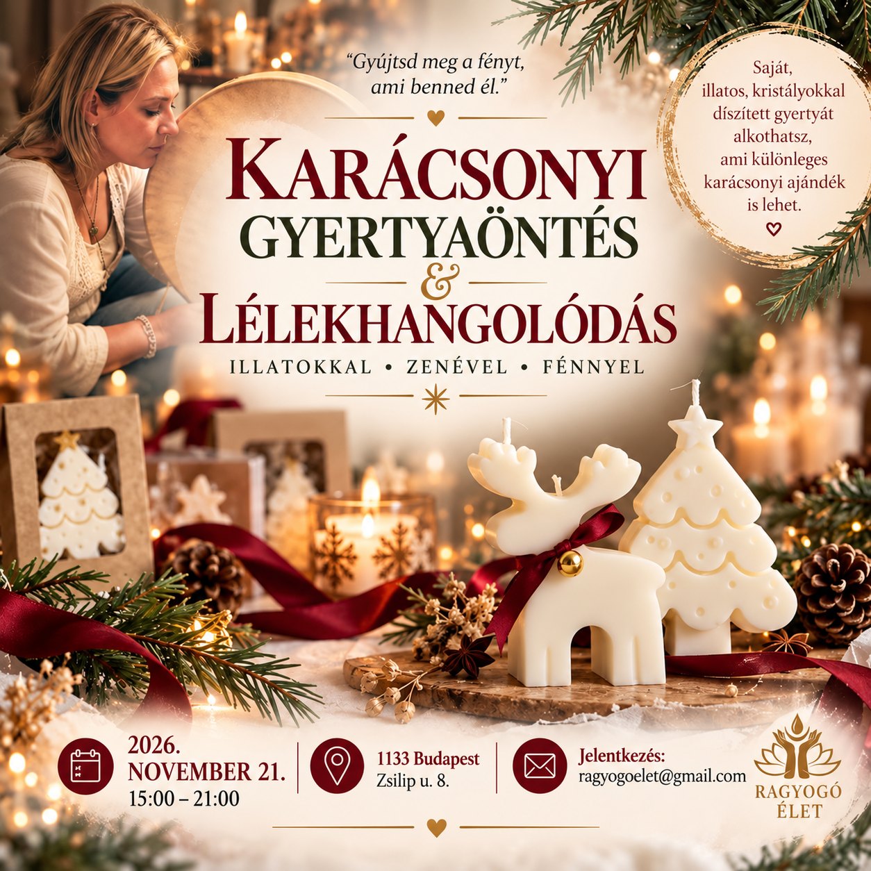 Karácsonyi gyertyaöntés és lélekhangolódás plakát, 2026. november 21., 15:00–21:00